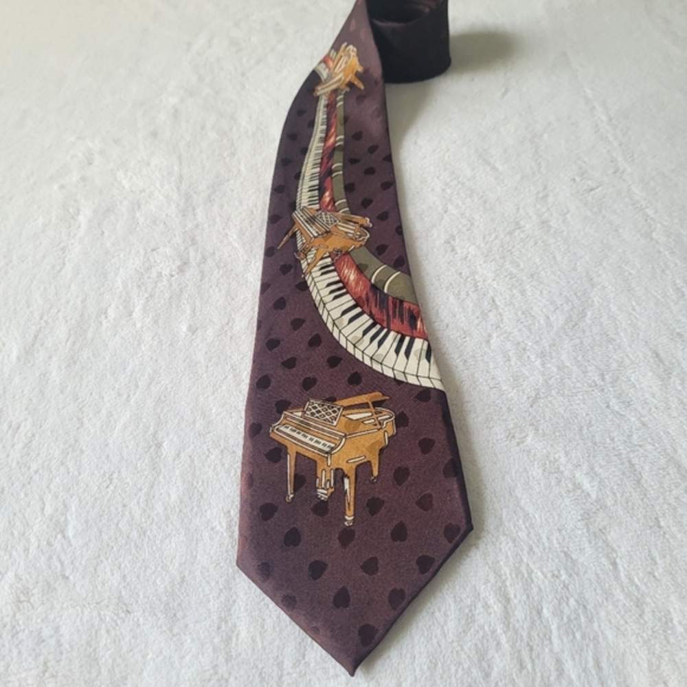 PEACOCK Grand Piano Chocolate Brown Vintage Tie